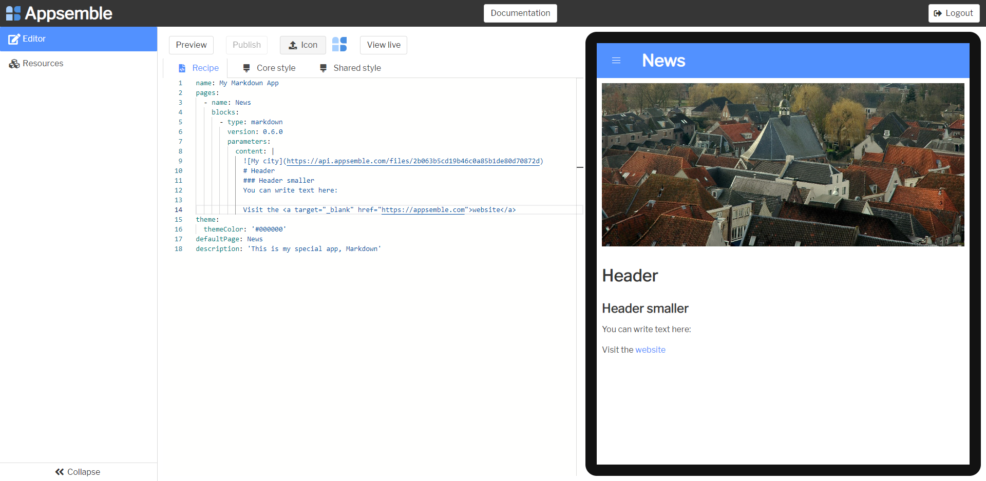 Low code editor, creat your application in the markdown app